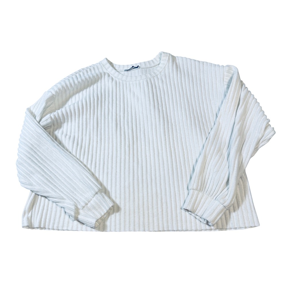 Zara x Trafaluc Women Size Medium White Long Sleeve‎ White Sweater Boxy Soft